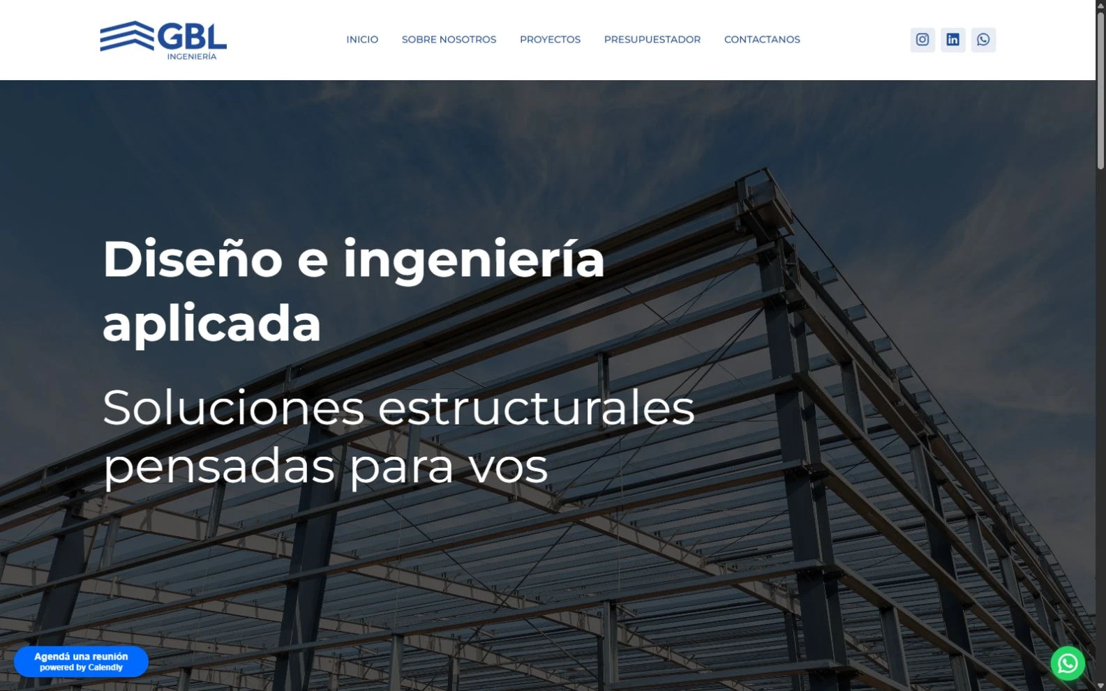 GBL Ingeniería: vista de escritorio del sitio publicado