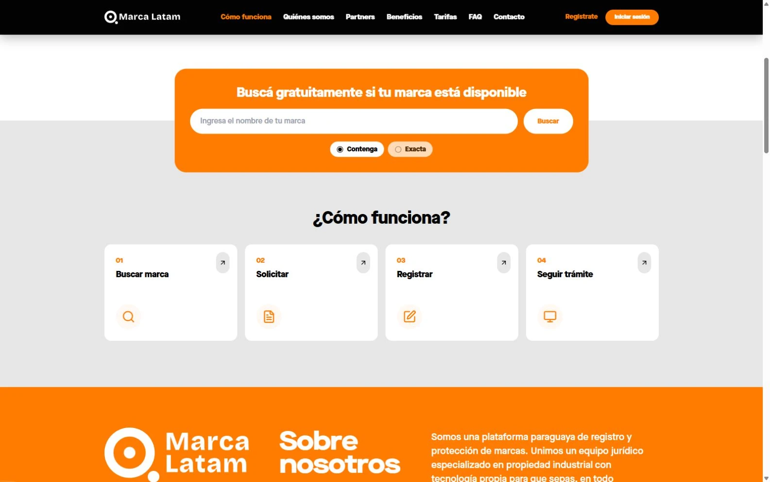 Marca Latam: vista de escritorio del sitio publicado