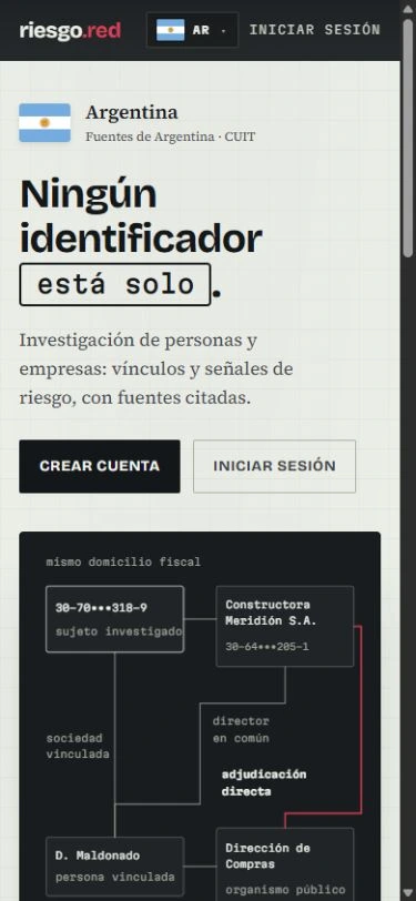 Riesgo Red: sitio público en un celular